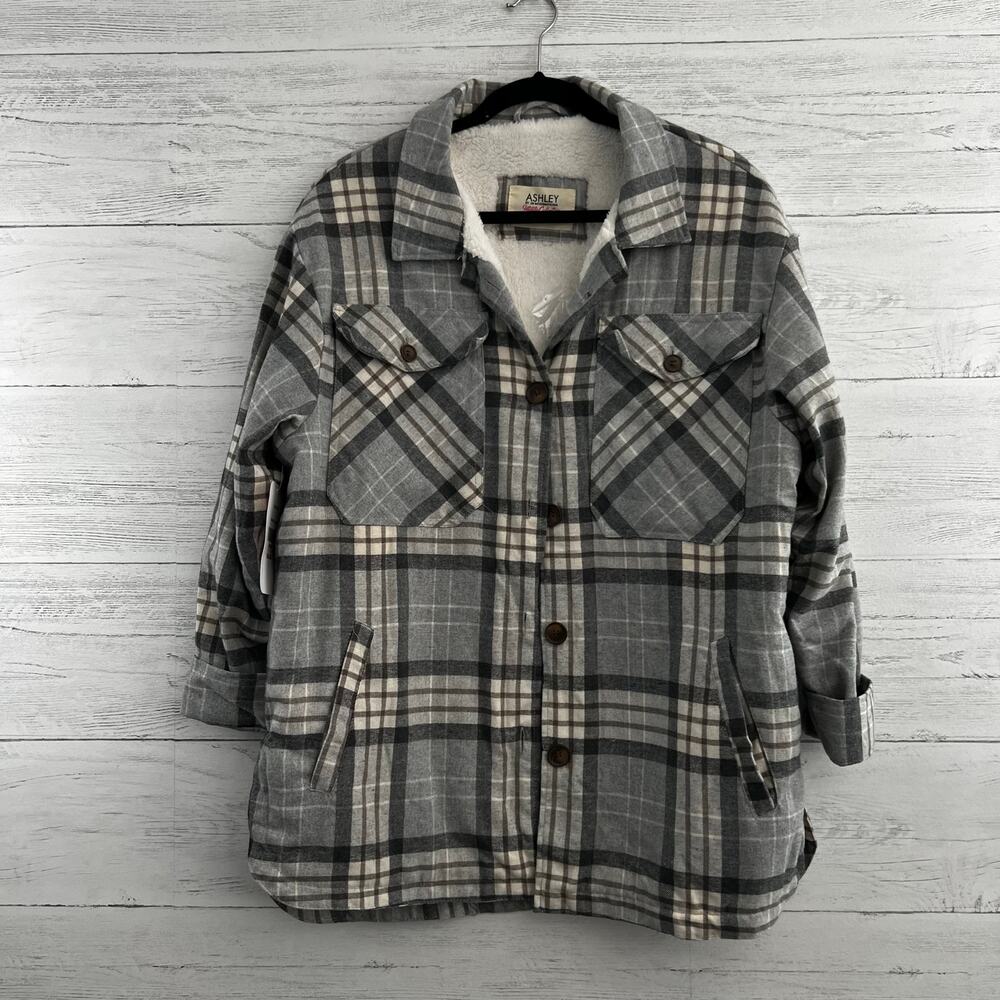 Ashley NWT Fleece Lined Plaid Flannel Jacket Size XL